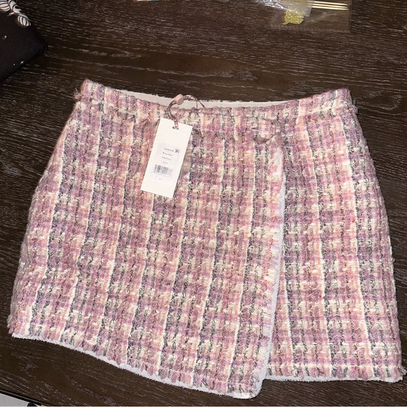 Love shack fancy Royce tweed wool blend wrap mini skirt size 6 - Picture 2 of 4